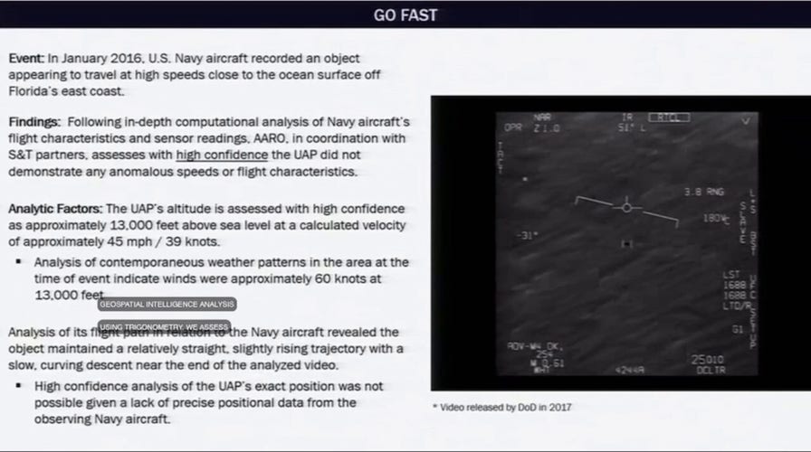 Pentagon explains how its solved GOFAST UFO mystery