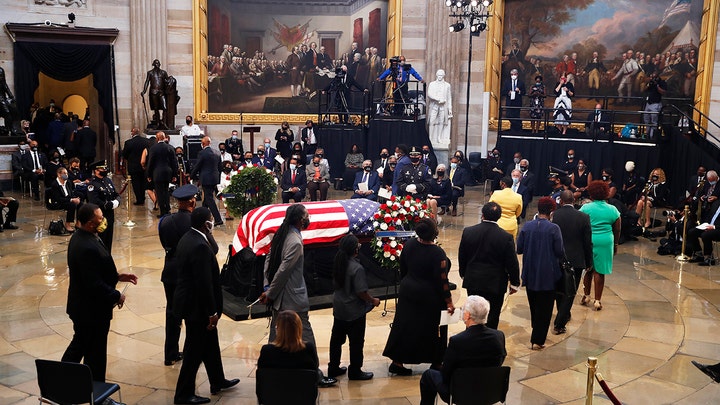 Rep. John Lewis lies in state at the US Capitol Rotunda for public viewing
