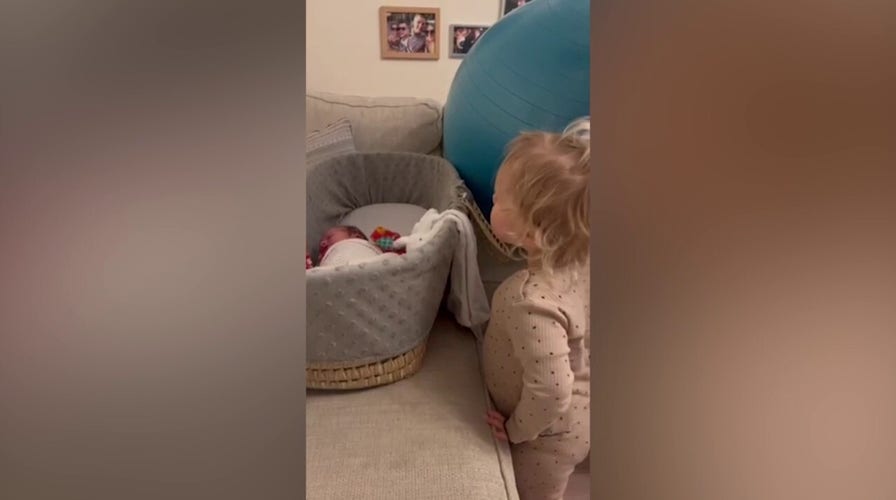 Toddler meets her baby brother for the first time in adorable video