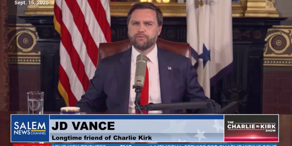 Vice President JD Vance salutes Charlie Kirk while guest-hosting his show
