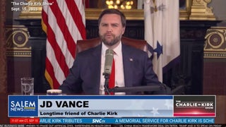 Vice President JD Vance salutes Charlie Kirk while guest-hosting his show