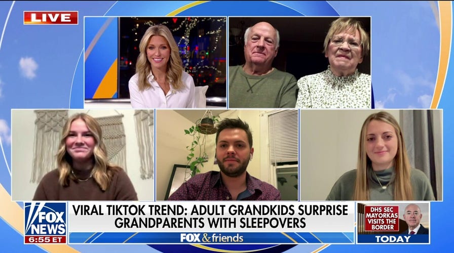 Adult grandchildren surprise grandparents with sleepover