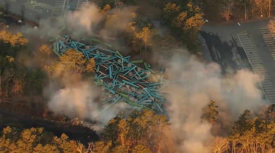 Implosion of world's tallest roller coaster Kingda Ka caught on camera