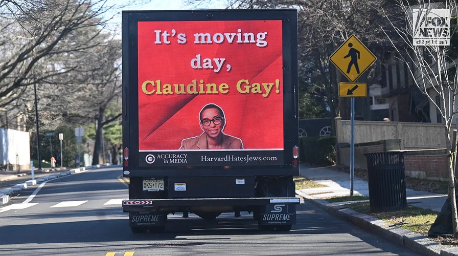 Activists troll disgraced former Harvard president with 'moving day' sign, U-Haul trucks outside campus home