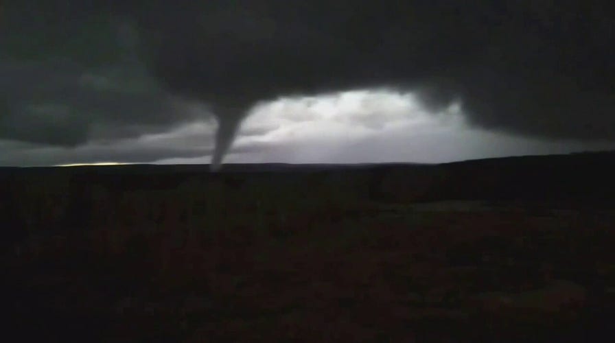 Dark tornado churns in Mississippi sky