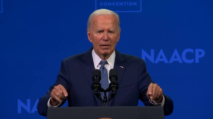 Biden says 'lower the temperature' while throwing jabs at Trump in NAACP speech