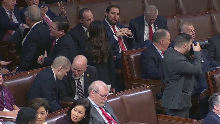 Republicans Chip Roy, Jim Jordan seen in intense discussion ahead of fourth House speaker vote