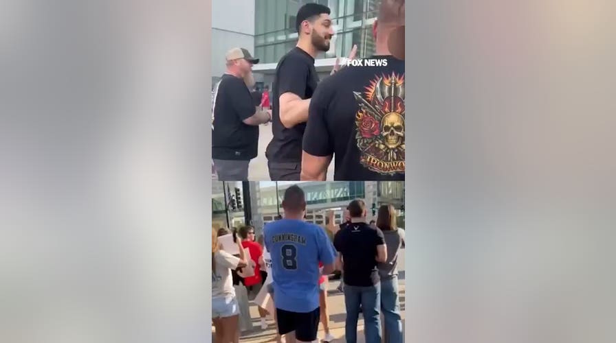 Protestors, supporters greet Enes Kanter Freedom outside WNBA game