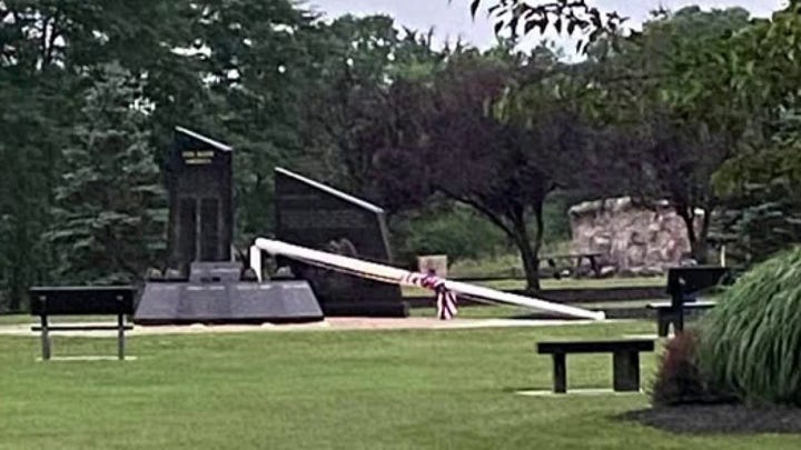 Outrage after vandals cut down flagpole at NY 9/11 memorial for fallen firefighters