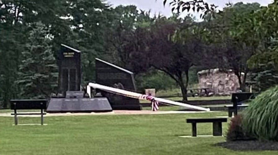 Outrage after vandals cut down flagpole at NY 9/11 memorial for fallen firefighters