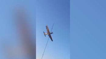 Scary moment when airplane hits metal antenna while pilot performs stunts