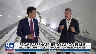 Transportation Secretary Duffy shows how a Texas facility turns passenger jets into cargo planes
