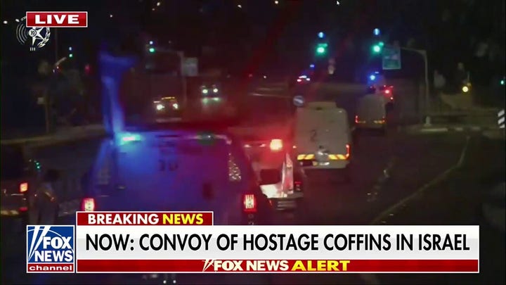 Convoy of Israeli hostage coffins escorted by IDF