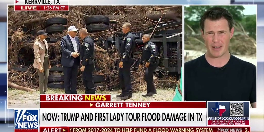 Trump shakes hands with first responders in Texas