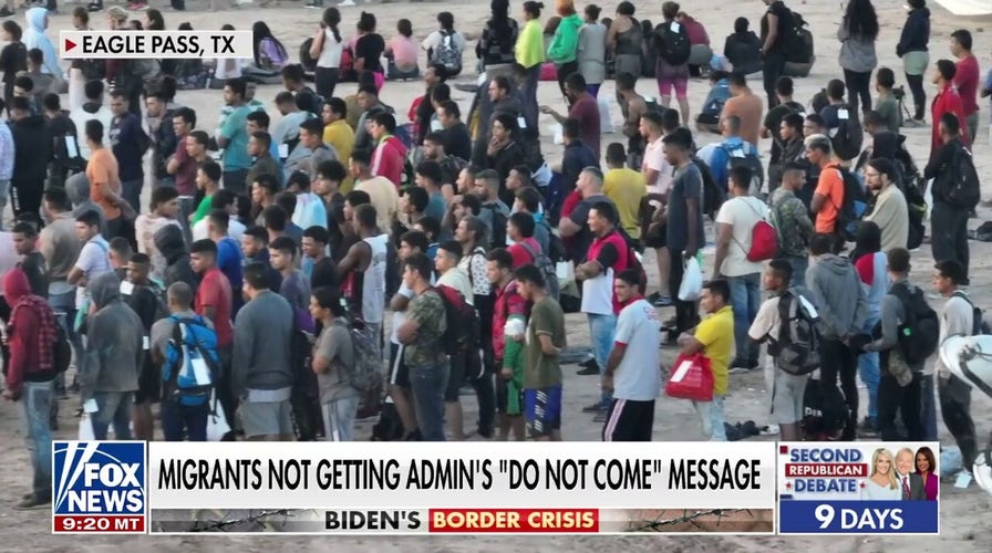 FOX drone captures massive amount of migrants in Eagle Pass, Texas