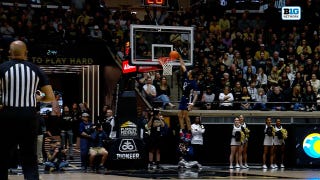 Penn State's Freddie Dilione V hammers fastbreak dunk off steal vs. Purdue