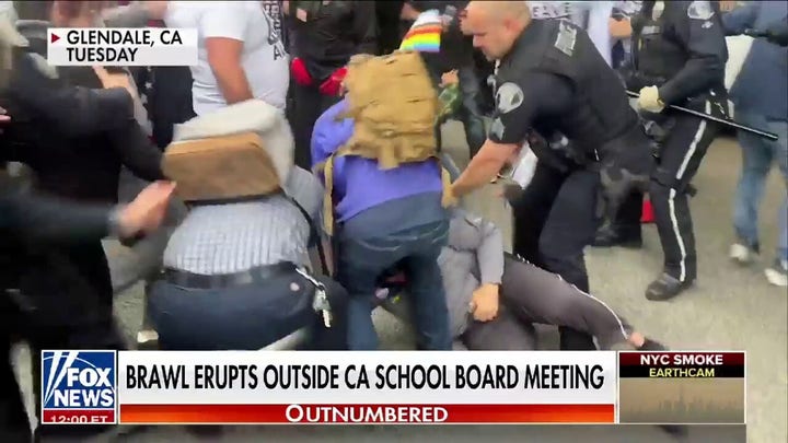Brawl erupts outside California board meeting as parents protest 'sexualized' curriculum