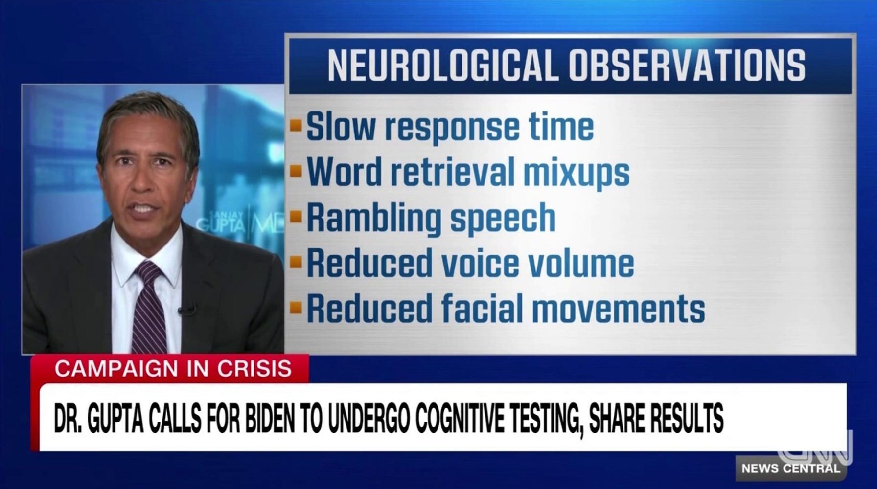 CNN Medical Expert Calls for Cognitive Testing on President Biden