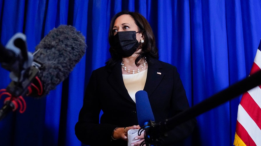 Vice President Kamala Harris takes part in media availability session in Mexico City