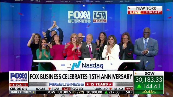 FOX Business rings Nasdaq opening bell to celebrate 15th anniversary
