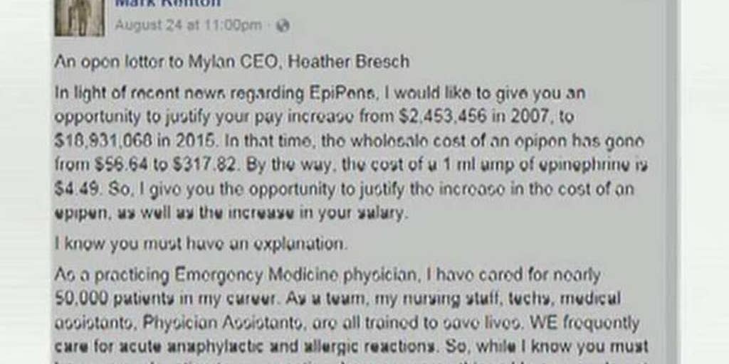 Doctor's letter to Mylan goes viral Fox Business Video