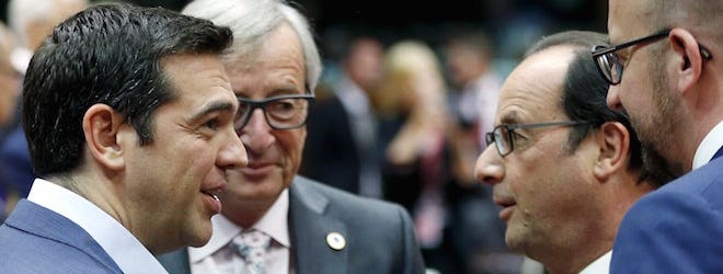Euro zone leaders told near-bankrupt Greece at an emergency summit on Sunday that it must restore trust by enacting key reforms before they will open talks on a new financial rescue to keep it in the European currency area.