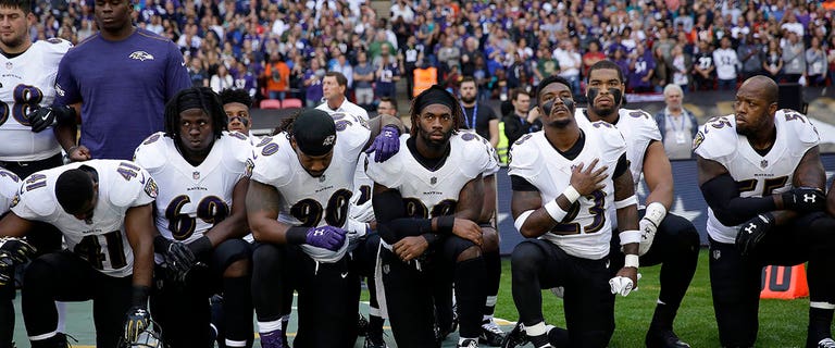 NFL players kneel for national anthem in London, but stand for British anthem, after Trump rips athletes