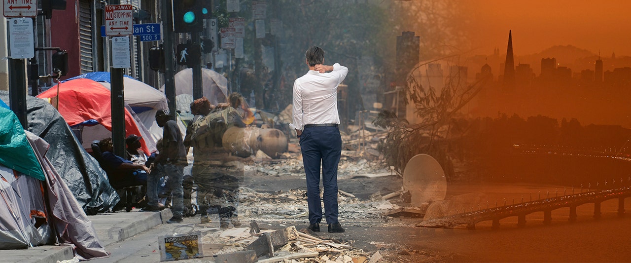 California’s beleaguered governor grapples with blazes, blackouts and homelessness
