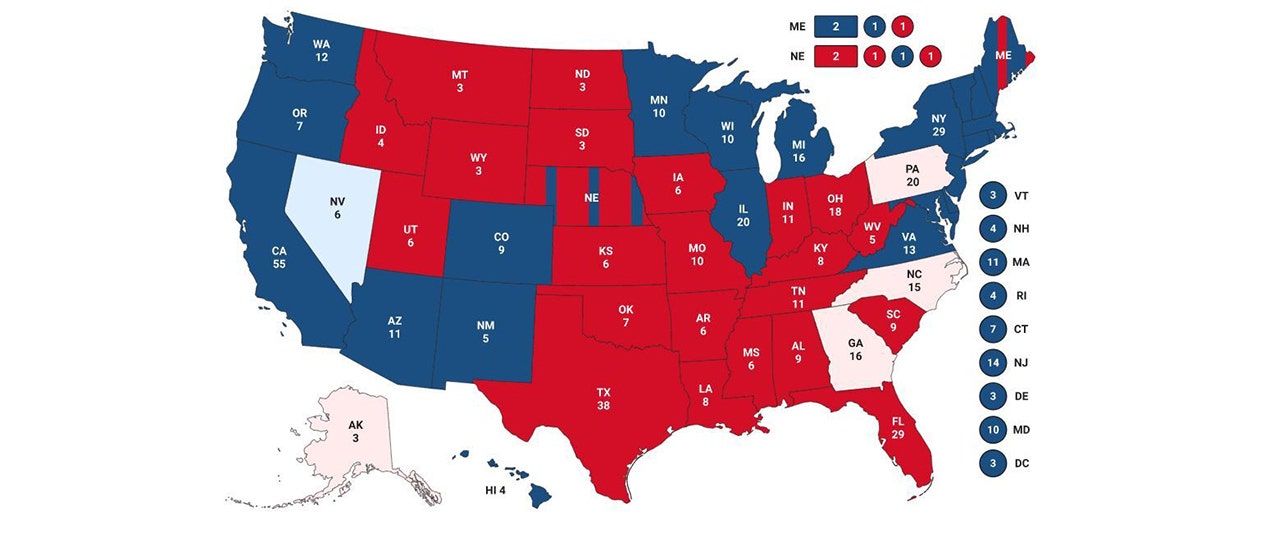 Presidency hinges on 4 battlegrounds as Biden, Trump race to 270 electoral votes; see results, map
