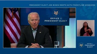 Biden holds roundtable event with frontline workers in Wilmington
