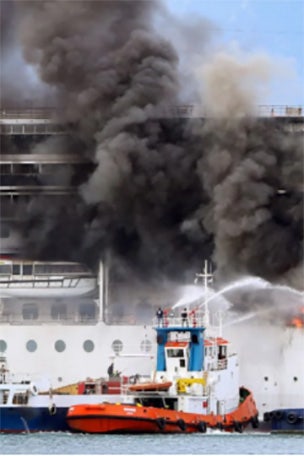 SEE IT: Cruise ship catches FIRE