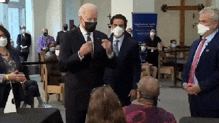 Biden gets in vaccine recipient's face to remind them to social distance