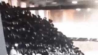 WATCH: Horrifying moment bleacher holding dozens collapses at synagogue