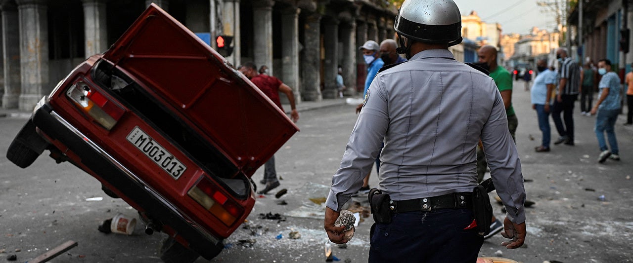 Cuban communist president urges loyalists to counter historic protests; US appeals for calm