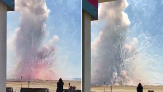 Beachgoers get quite the shock as truck transporting fireworks suffers mishap