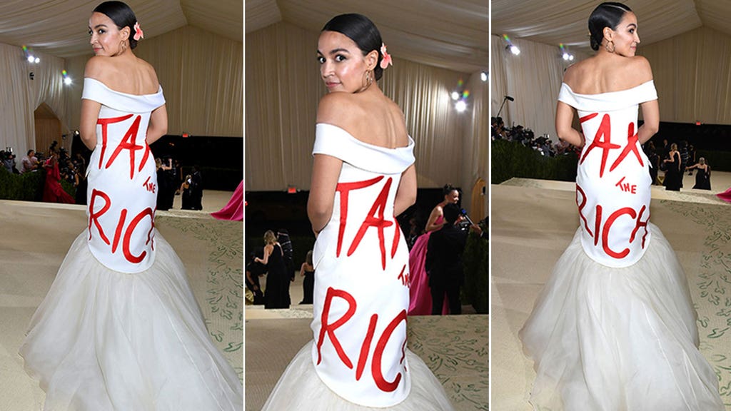 Maskless AOC's dress at $30K-per-ticket Met Gala riles social media