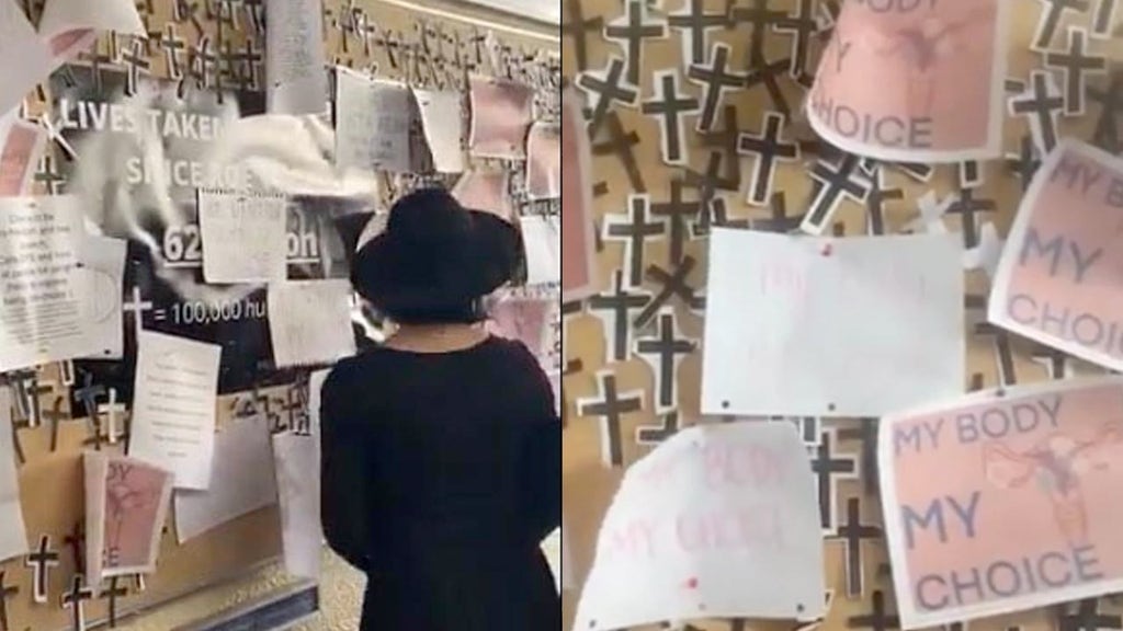 VIDEO: Christian university students vandalize pro-life display