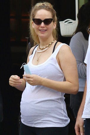Jennifer Lawrence shows off baby BUMP