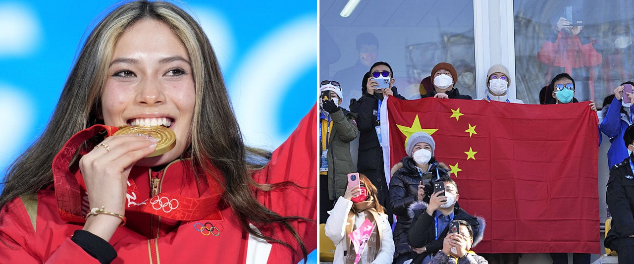 American-born Olympic skier who won gold — for China — dodges questions about citizenship status