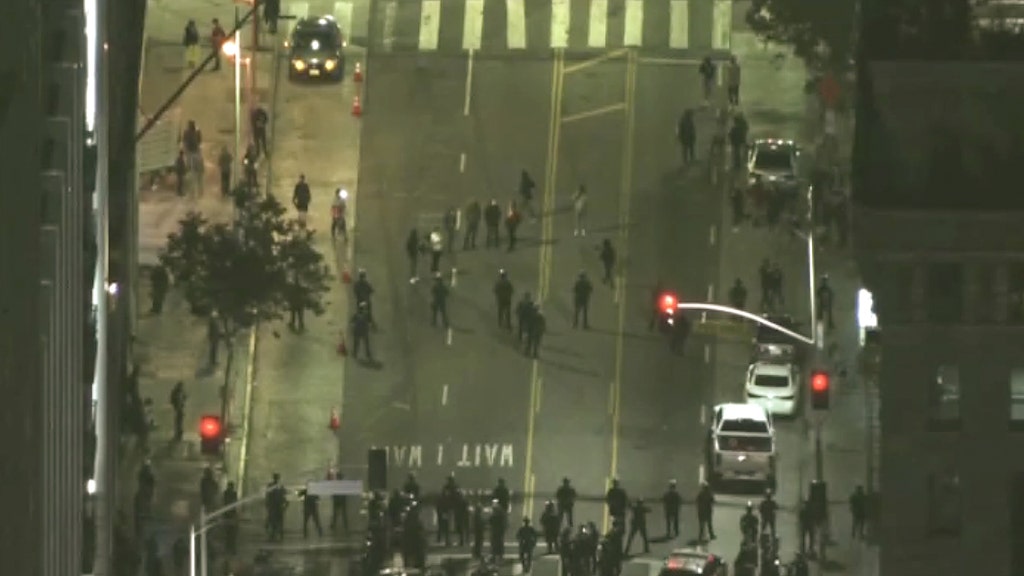 Abortion protest erupts into chaos in downtown LA