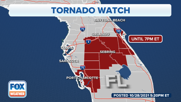 Tornado watch for Florida extended until 7 p.m.