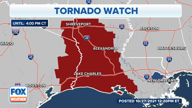 Map: Tornado watch until 4 p.m.