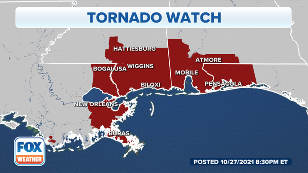 Tornado Watch extended into AL, FL