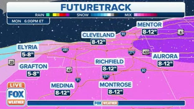 Cleveland bracing for up to a foot of snow Monday