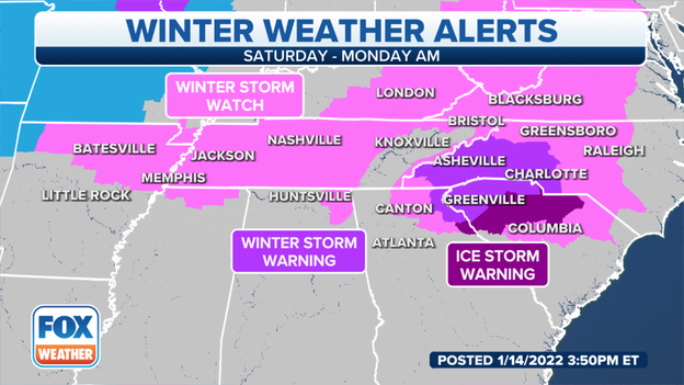 Ice Storm Warnings issued for parts of Georgia, South Carolina