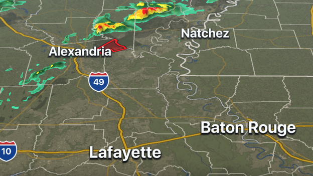 FOX Weather 3D Radar tracking tornado-warned storm in Louisiana