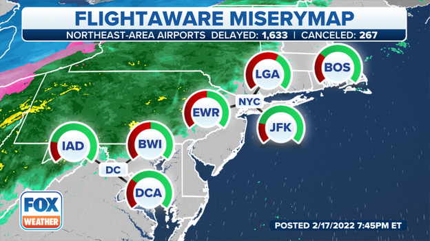 Storm system leading to major airport delays