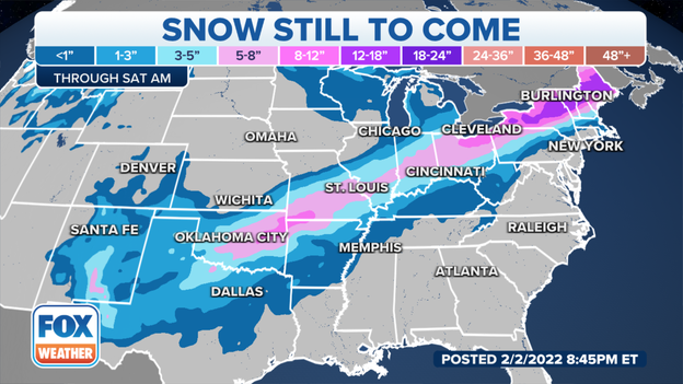 Updated snowfall forecast