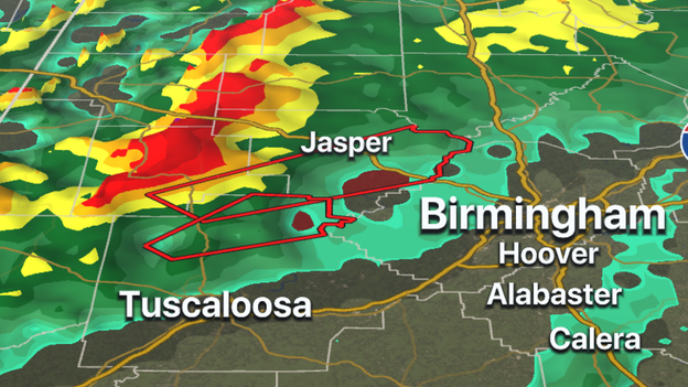 Possible large and extremely dangerous tornado tracking north of Tuscaloosa
