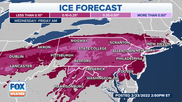 Ice forecast for Northeast